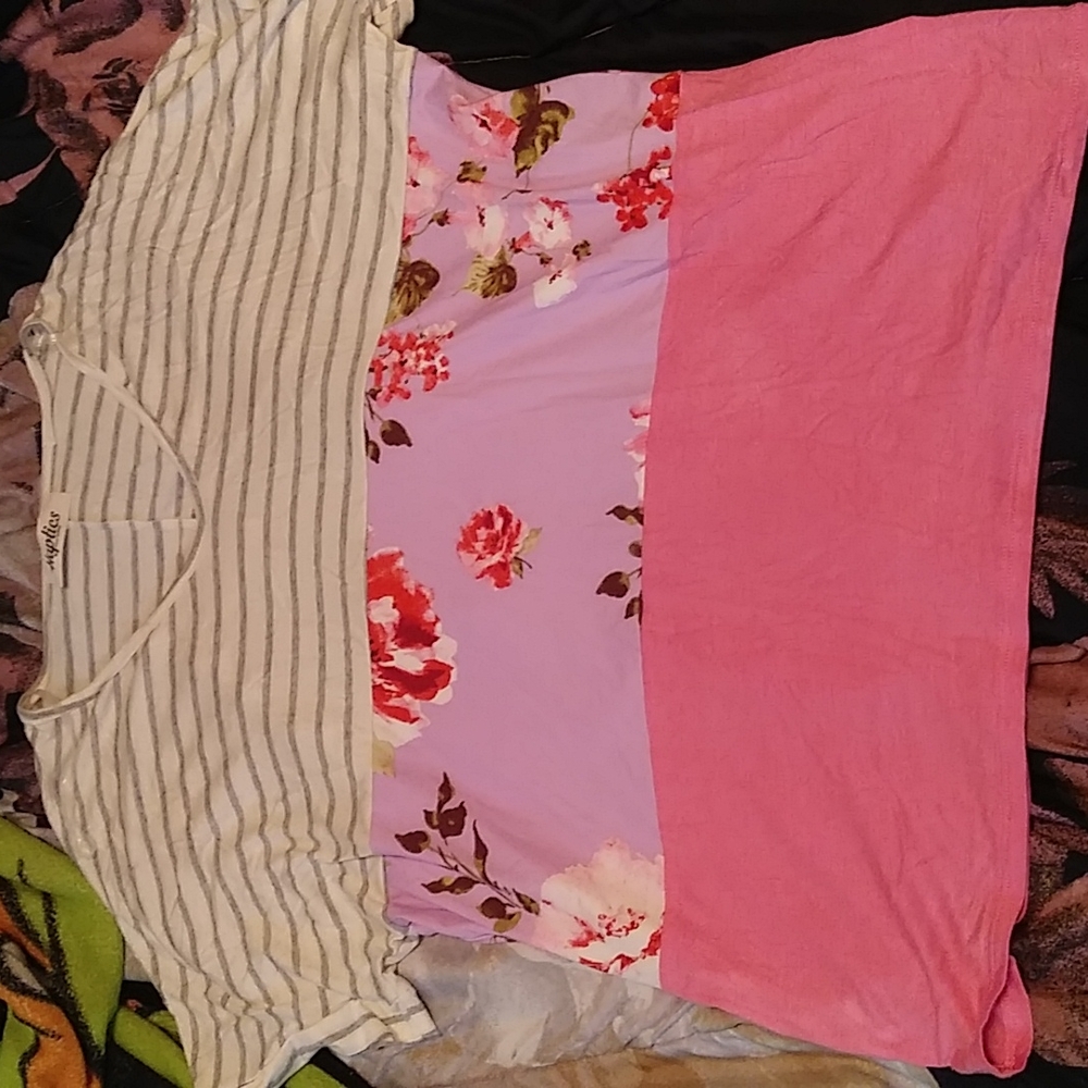 Cute floral and striped print shirt